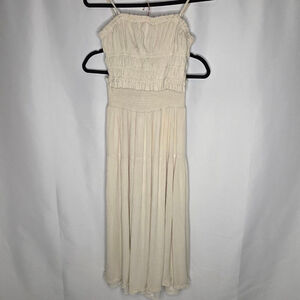 Women's Japna Beige Smocked Maxi Dress S